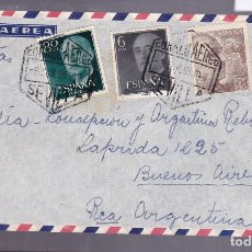Sellos: F29-8-CARTA SEVILLA-ARGENTINA 1955, RARO FRANQUEO 10 PTAS FRANCO