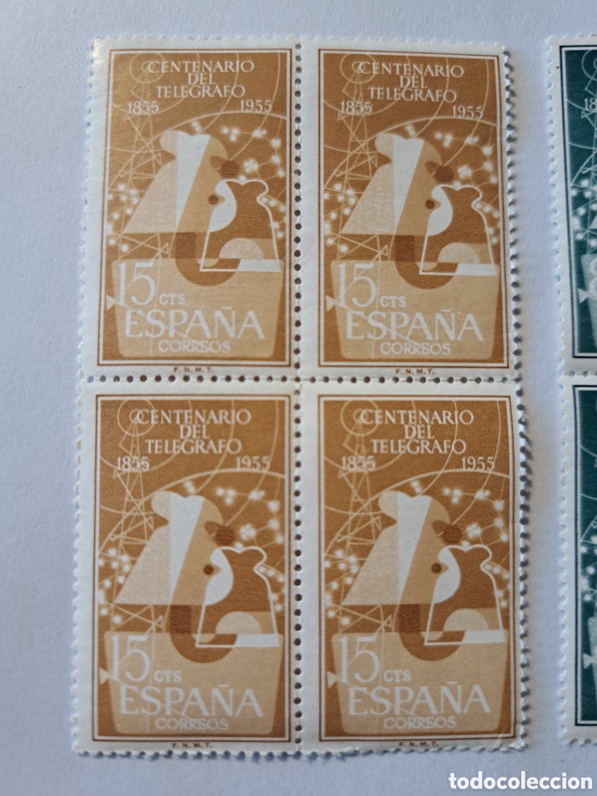 Sellos: Bloques de 4 centenario del tel&eacute;grafo 1955 - Foto 2
