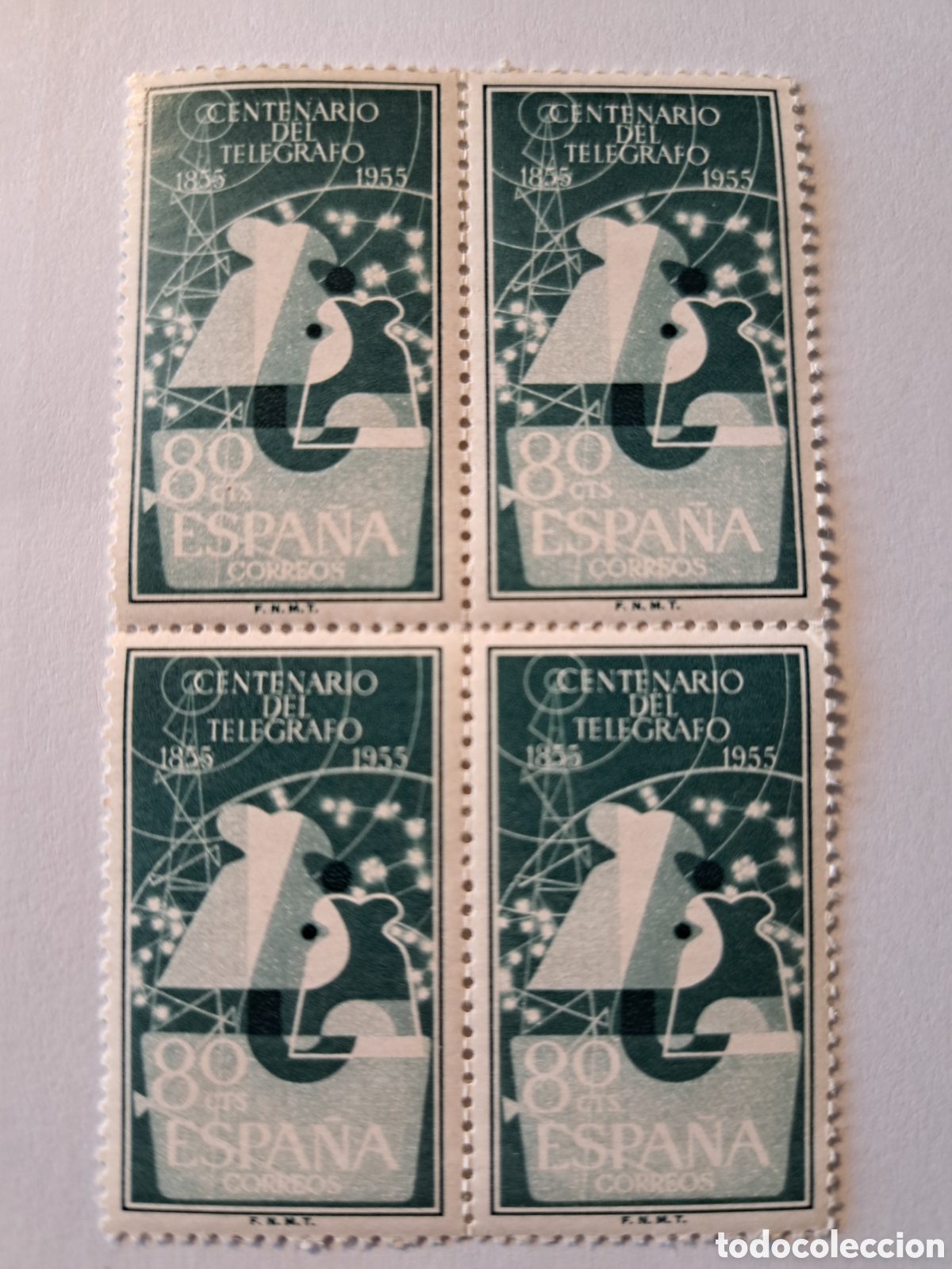 Sellos: Bloques de 4 centenario del tel&eacute;grafo 1955 - Foto 3