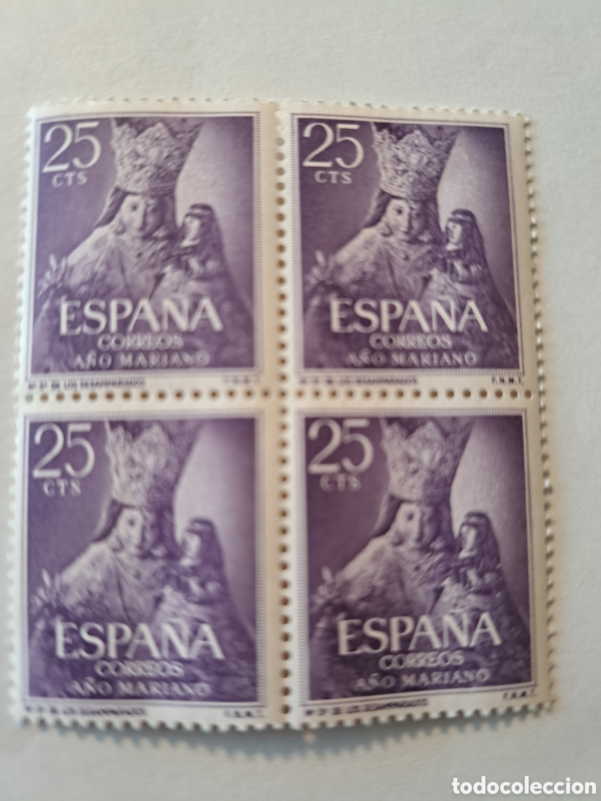 Sellos: Bloques (2) de 4 sellos A&ntilde;o Mariano 1954 - Foto 2