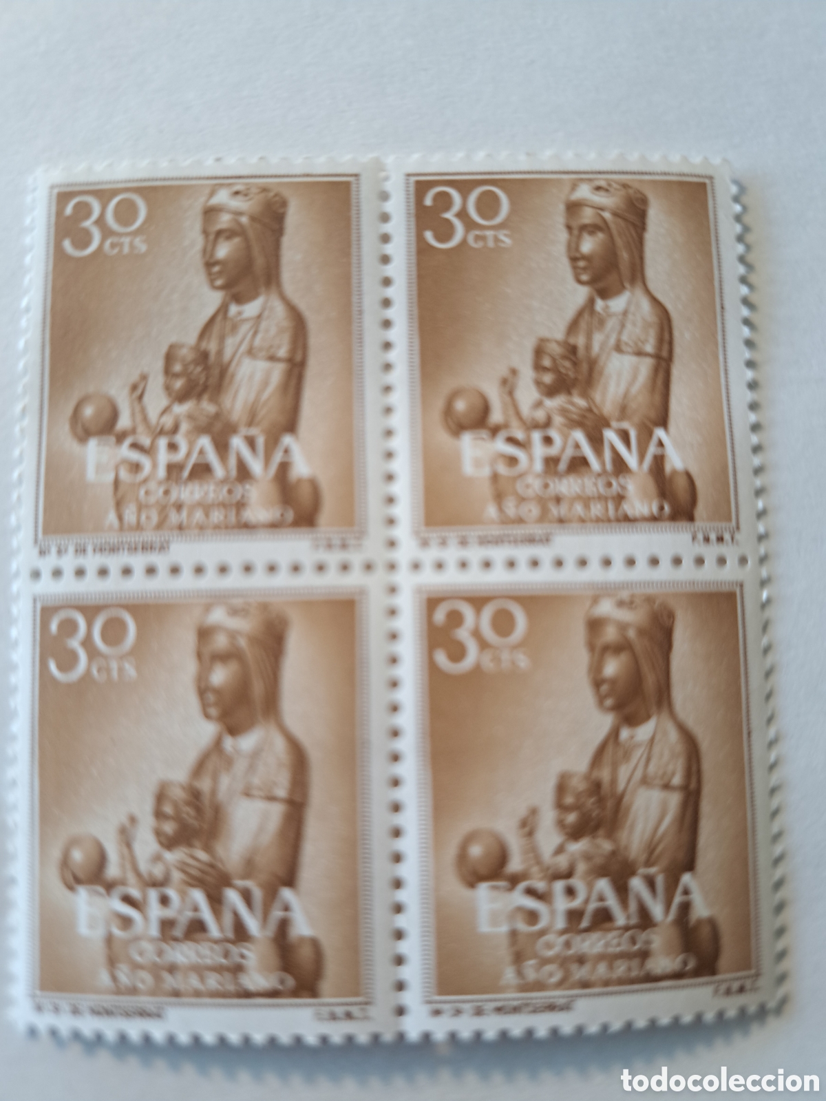 Sellos: Bloques (2) de 4 sellos A&ntilde;o Mariano 1954 - Foto 3
