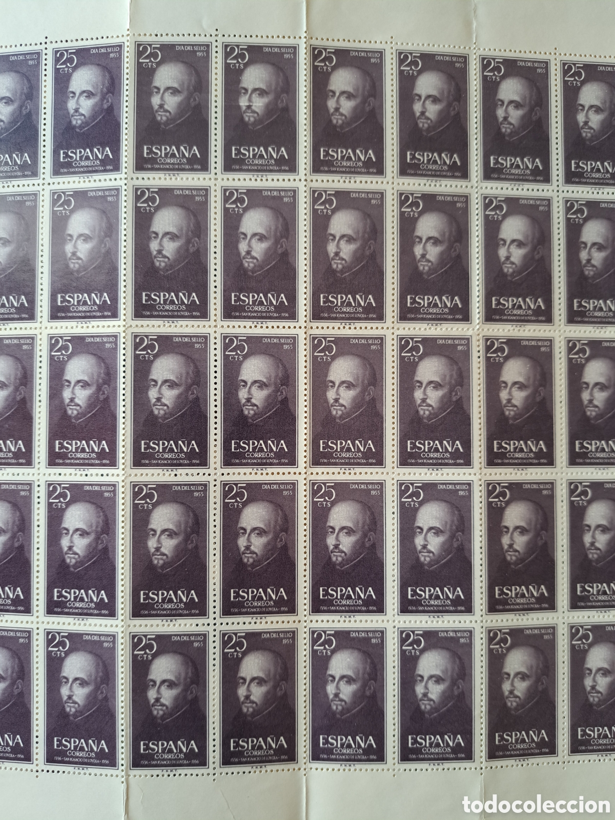 Sellos: Pliego 55 sellos nuevos IV centenario S.Ignacio 1955 - Foto 3