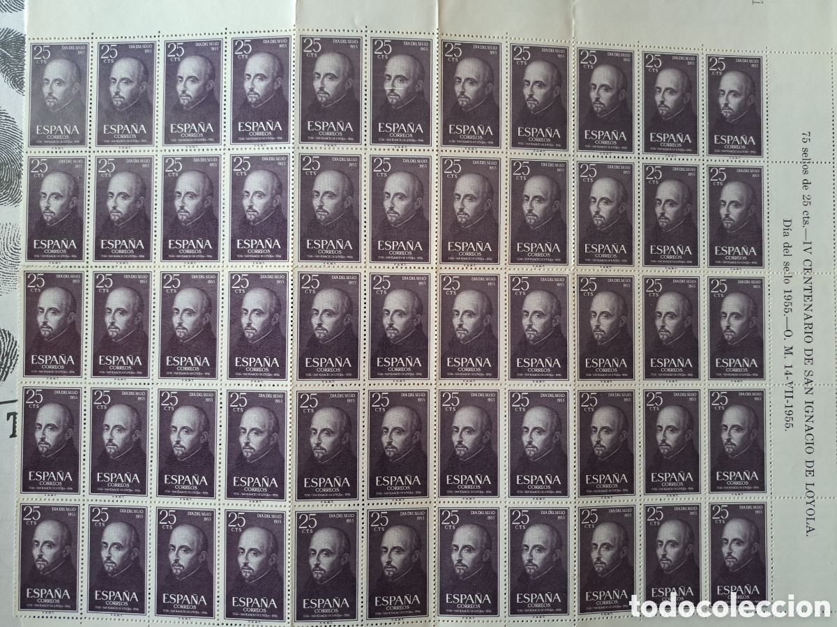 Sellos: Pliego 55 sellos nuevos IV centenario S.Ignacio 1955 - Foto 1