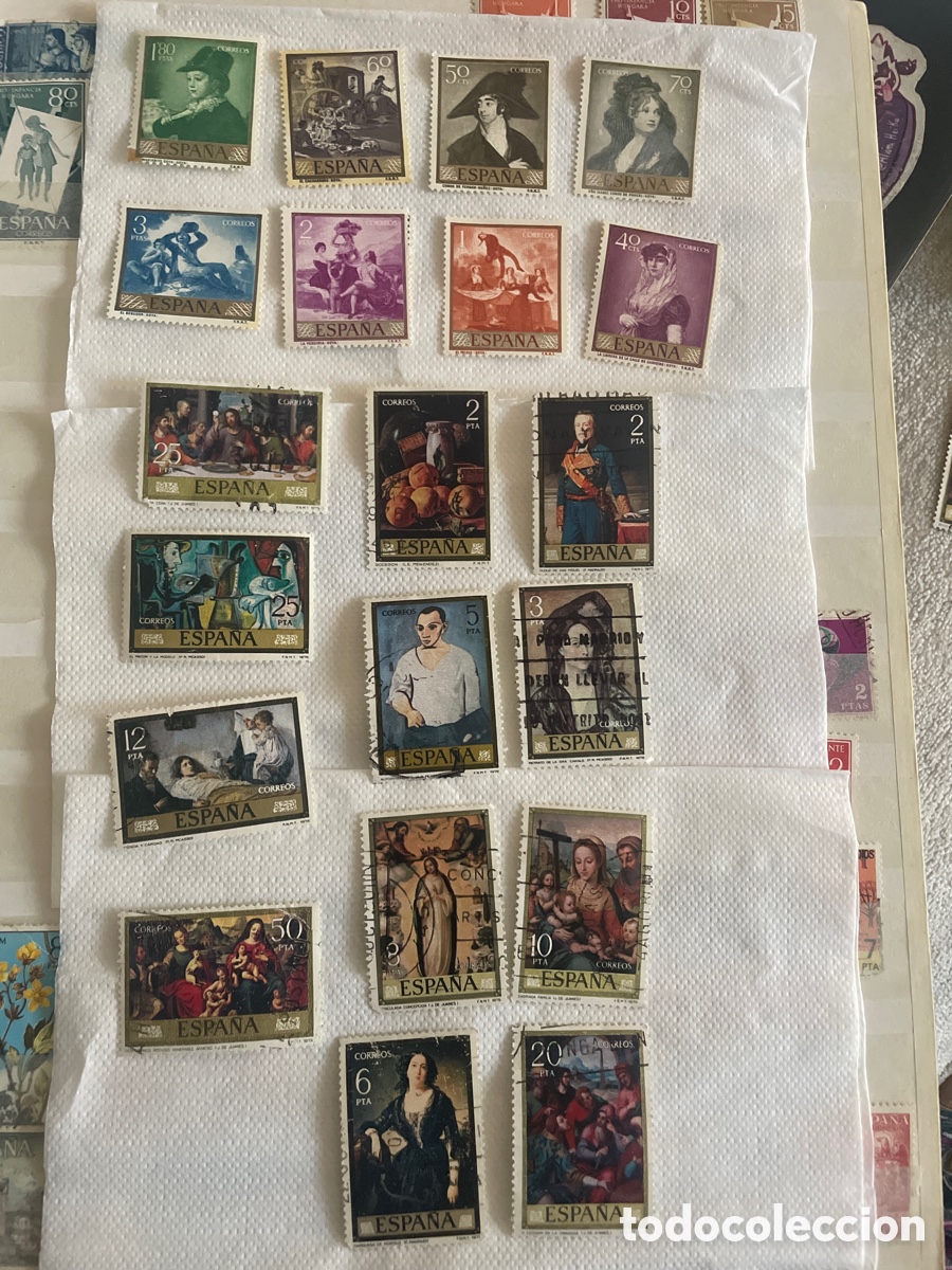 Stamps: Lote 20 sellos de pintores espa&ntilde;oles Goya, Picasso etc&hellip;