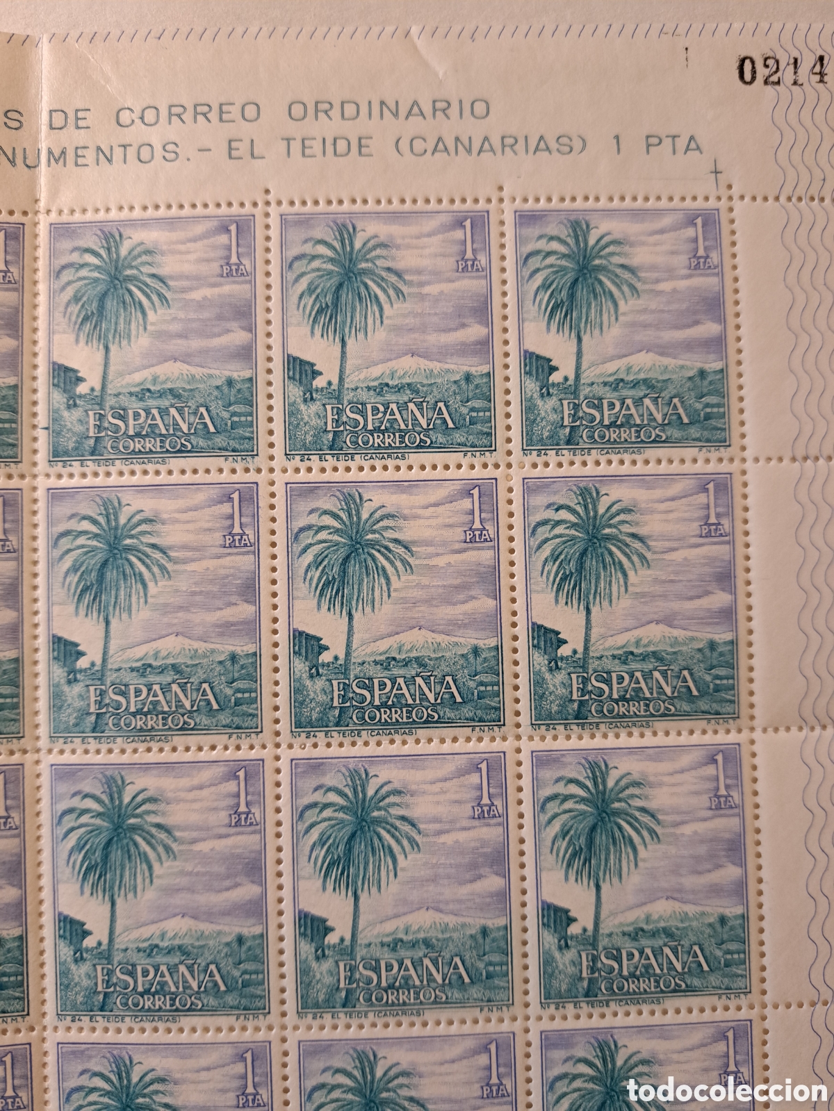 Sellos: Pliego completo 25x1 pta Teide ( Canarias) 1966 - Foto 2