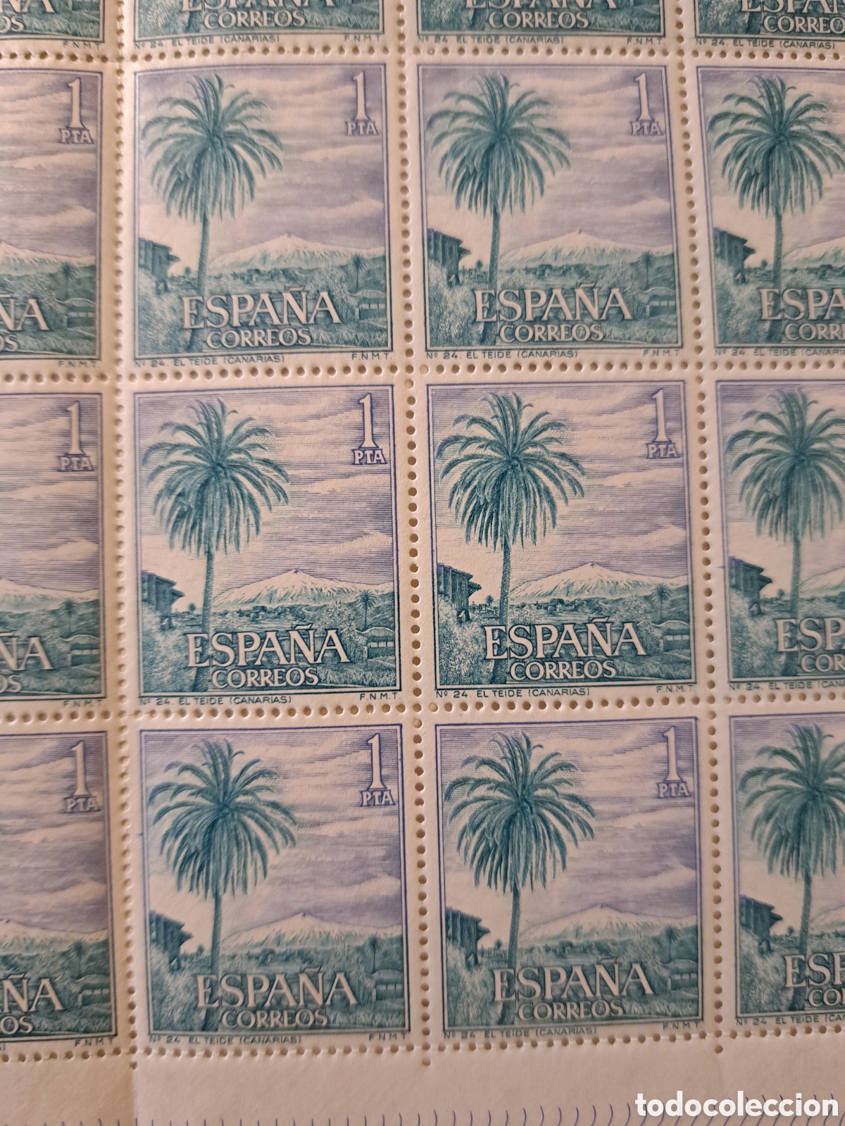 Sellos: Pliego completo 25x1 pta Teide ( Canarias) 1966 - Foto 4