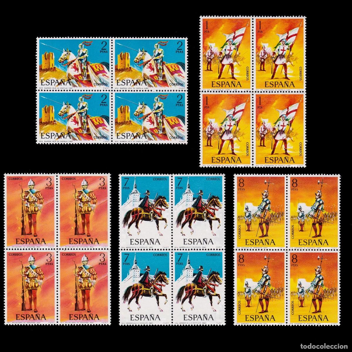 Sellos: Espa&ntilde;a.1973.Uniformes. Blq4.MNH Edifil 2139-2143 - Foto 1