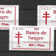 Sellos: BANCO DE SANGRE 1966 - 10 - 20 Y 30 PTAS. * MH - 21/9