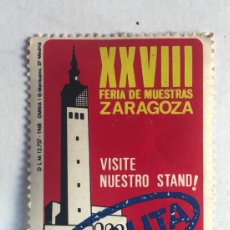 Sellos: SELLO PUBLICIDAD AÑO 1968 / XXVIII FERIA MUESTRAS ZARAGOZA / URALITA - VISITE NUESTRO STAND
