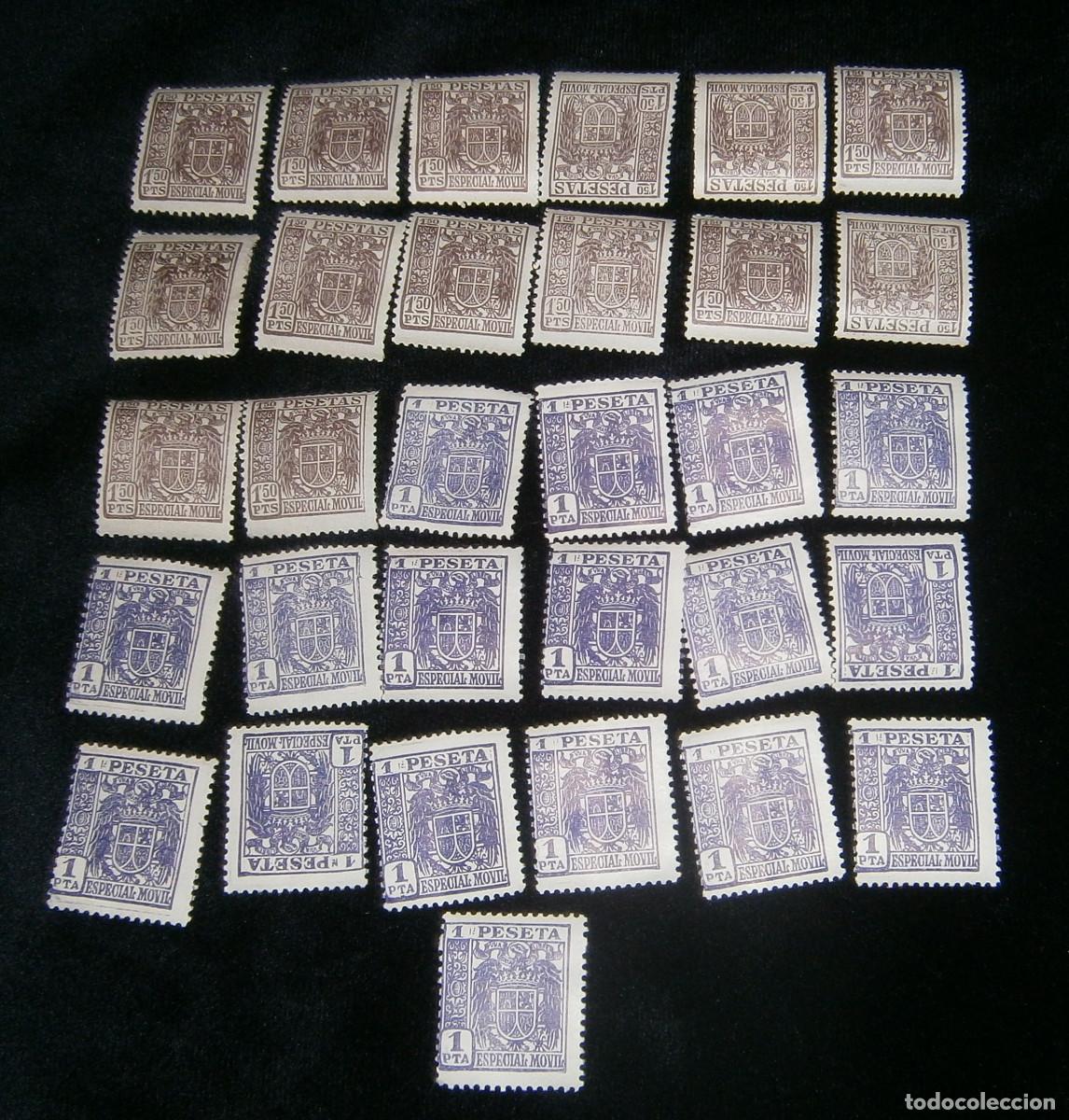 Sellos: sello poliza de 1 peseta y 1,50 pesetas especial movil lote