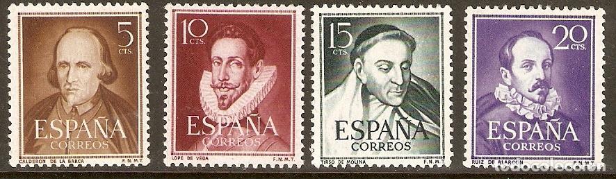 Timbres: 1950 LITERATOS EDIFIL 1071/4* CON FIJASELLOS