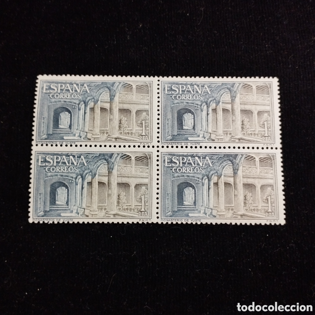 Sellos: Bloque x4 sellos Espa&ntilde;a. Monasterio de Yuste 1 pta. 1965 - Foto 1