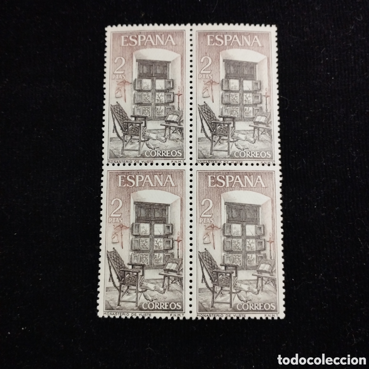 Sellos: Bloque x4 sellos de Espa&ntilde;a. Monasterio de Yuste 1965. 2pts. - Foto 1