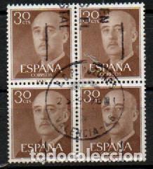 Sellos: EDIFIL N&ordm; 1147 GENERAL FRANCO, USADO, BLOQUE DE 4 - Foto 1