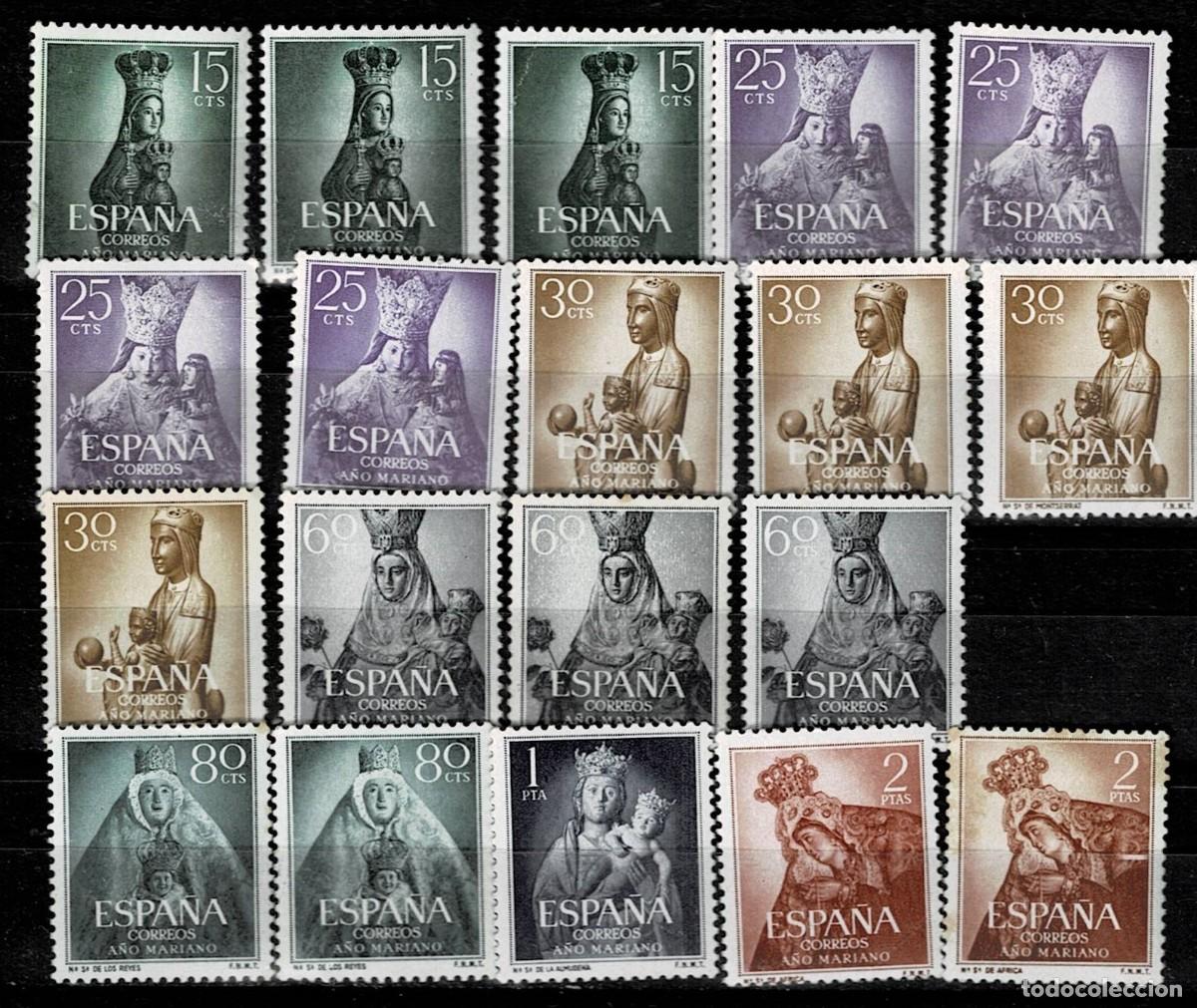 Sellos: NC1-3-2 VIRGENES Conjunto de valores de la serie Edifil 1132-1141 con y sin fijasellos y alg&uacute;n sello