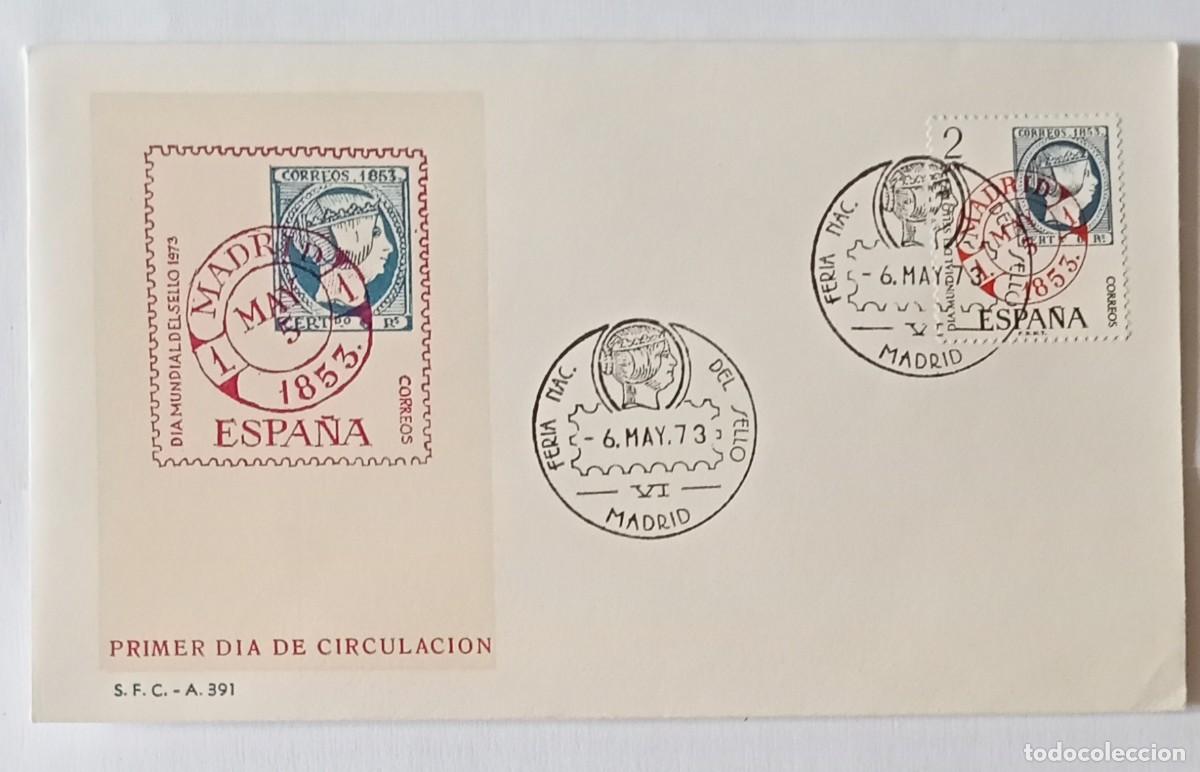 Sellos: FDC sobre primer d&iacute;a , d&iacute;a del sello 1973 - Foto 1