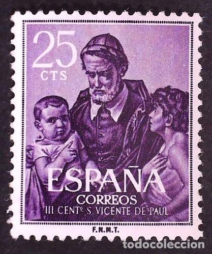 Sellos: Esp'a&ntilde;a A&ntilde;o 1960 Edifil 1296 ** III Cent de la muerte de San Vicente de Paul.