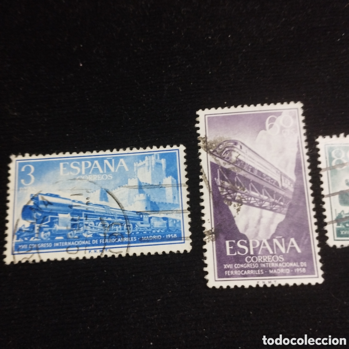 Sellos: Sellos Espa&ntilde;a. 1958. Ferrocarriles. Usados - Foto 2