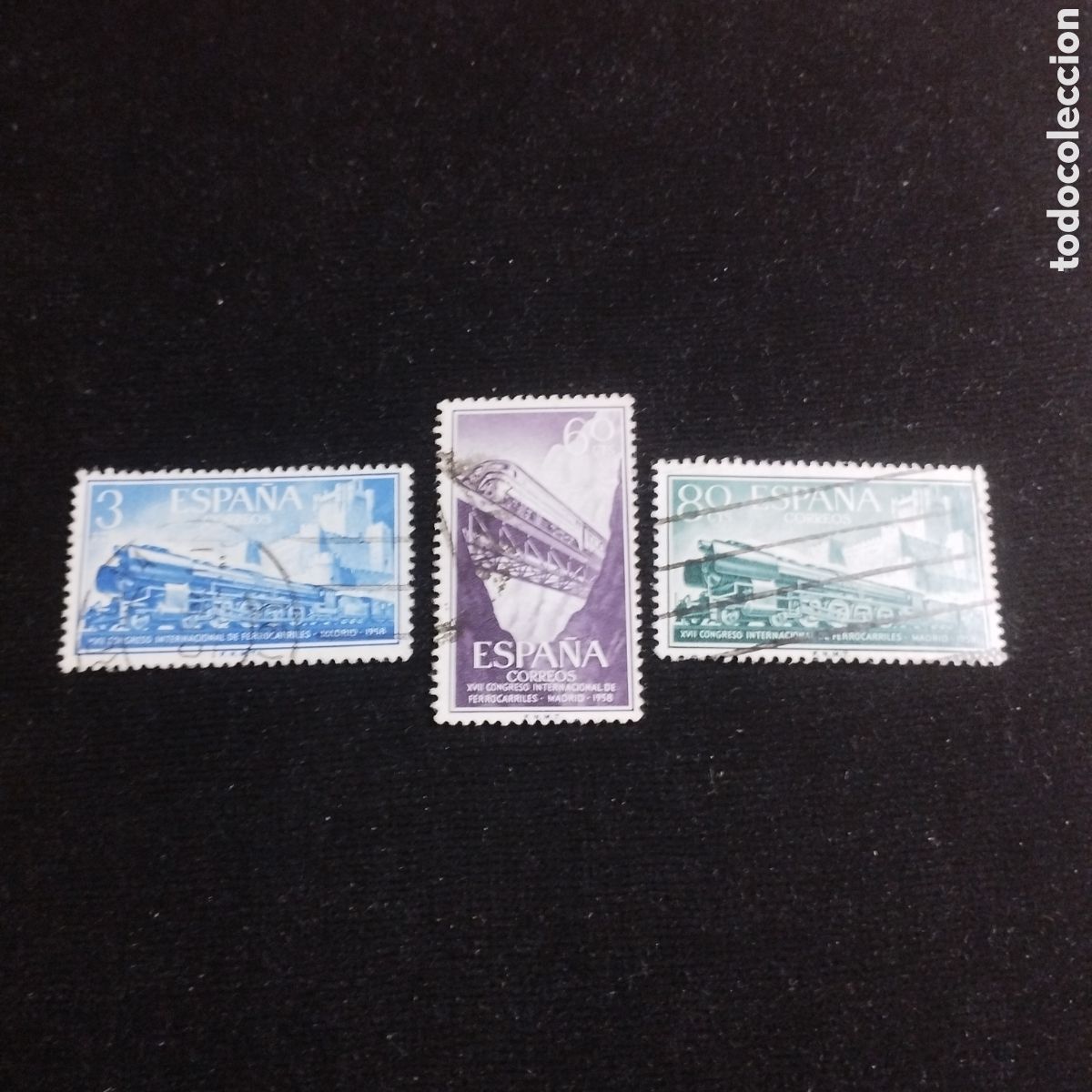 Sellos: Sellos Espa&ntilde;a. 1958. Ferrocarriles. Usados - Foto 1