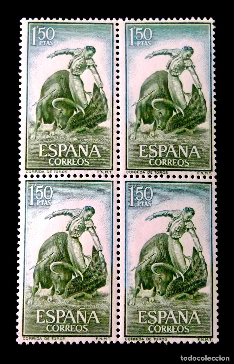 Sellos: 1263, CUATRO SELLOS NUEVOS, SIN CH., EN UN BLOQUE. TAUROMAQUIA.