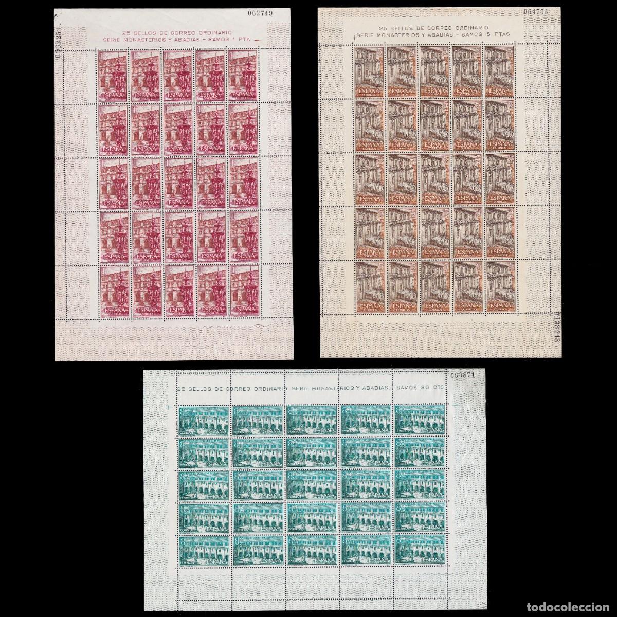 Selos: Espa&ntilde;a.1960.Monasterio Samos.Pliego 25 MNH Edifil 1322-1324