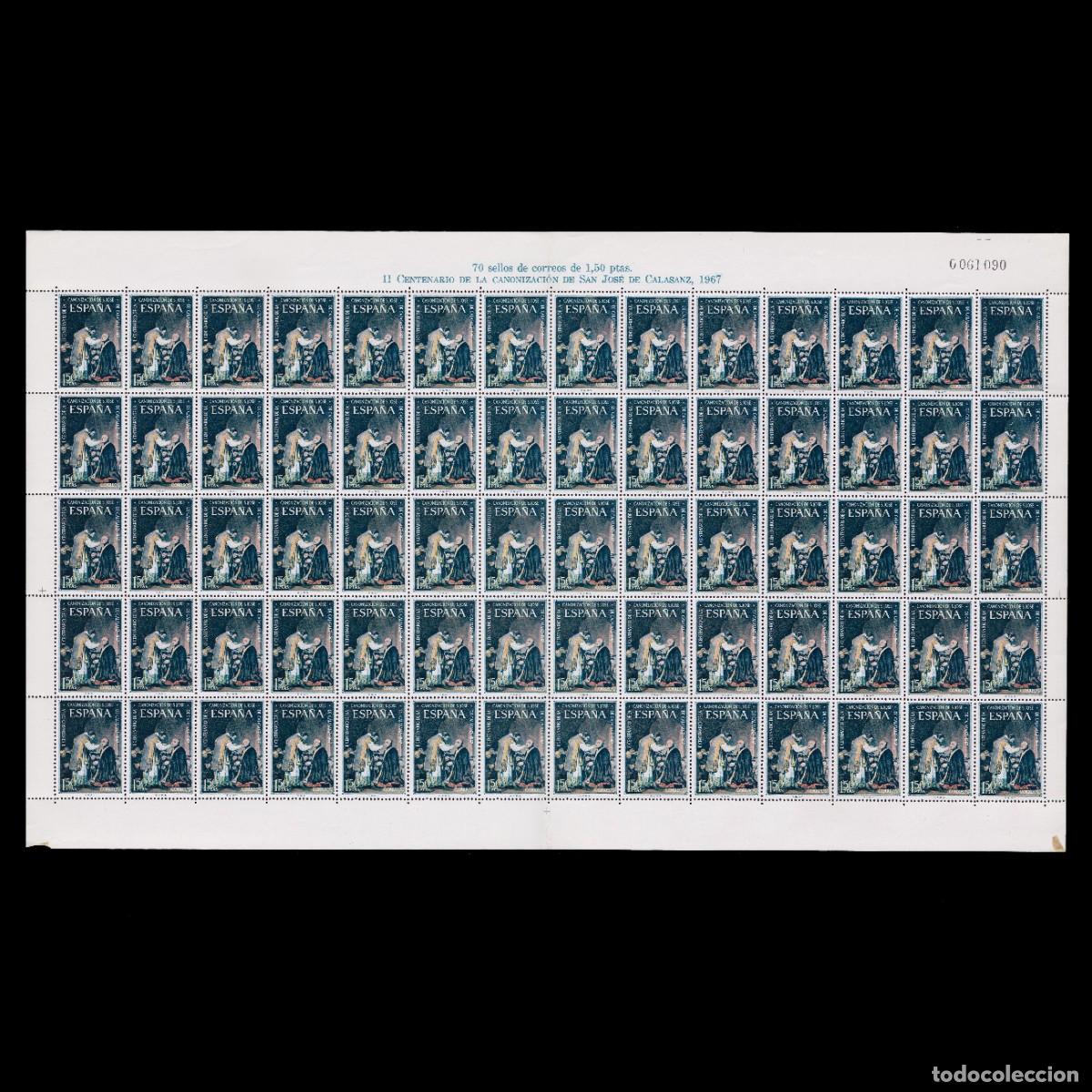 Timbres: ESPA&Ntilde;A.1967.1,5p.S. JOS&Eacute; CALASANZ.Pliego 70.MNH Edifil 1837