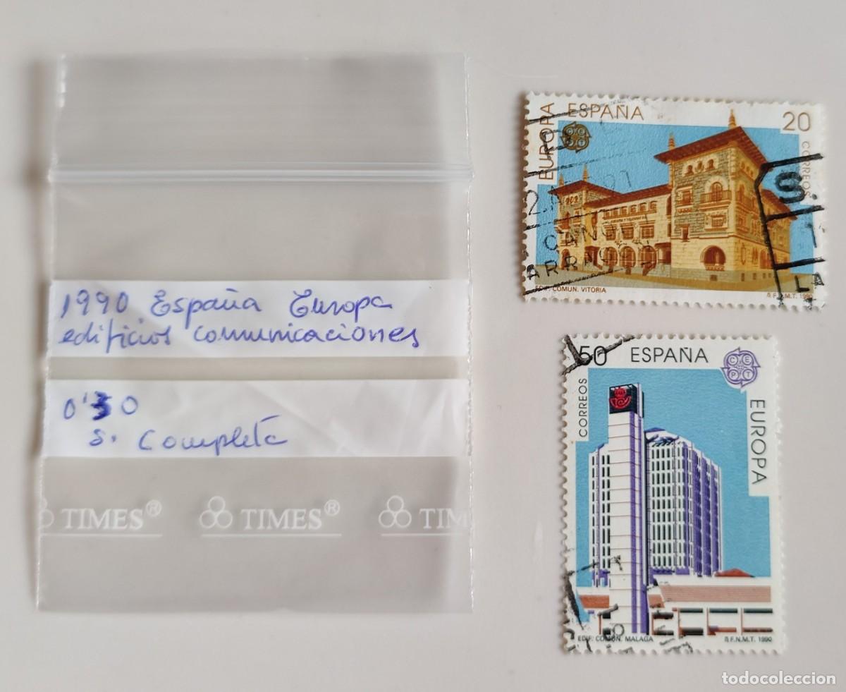 Sellos: Sellos. 2 Sellos de Espa&ntilde;a. Europa Edificios Comunicaciones. A&ntilde;o 1990. Coleccion completa. - Foto 7