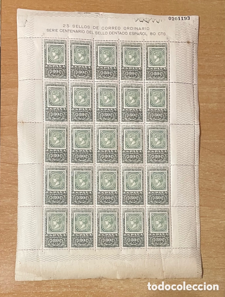 Sellos: Dos Hojas del Centenario del sello espa&ntilde;ol 80 Cts - Foto 1