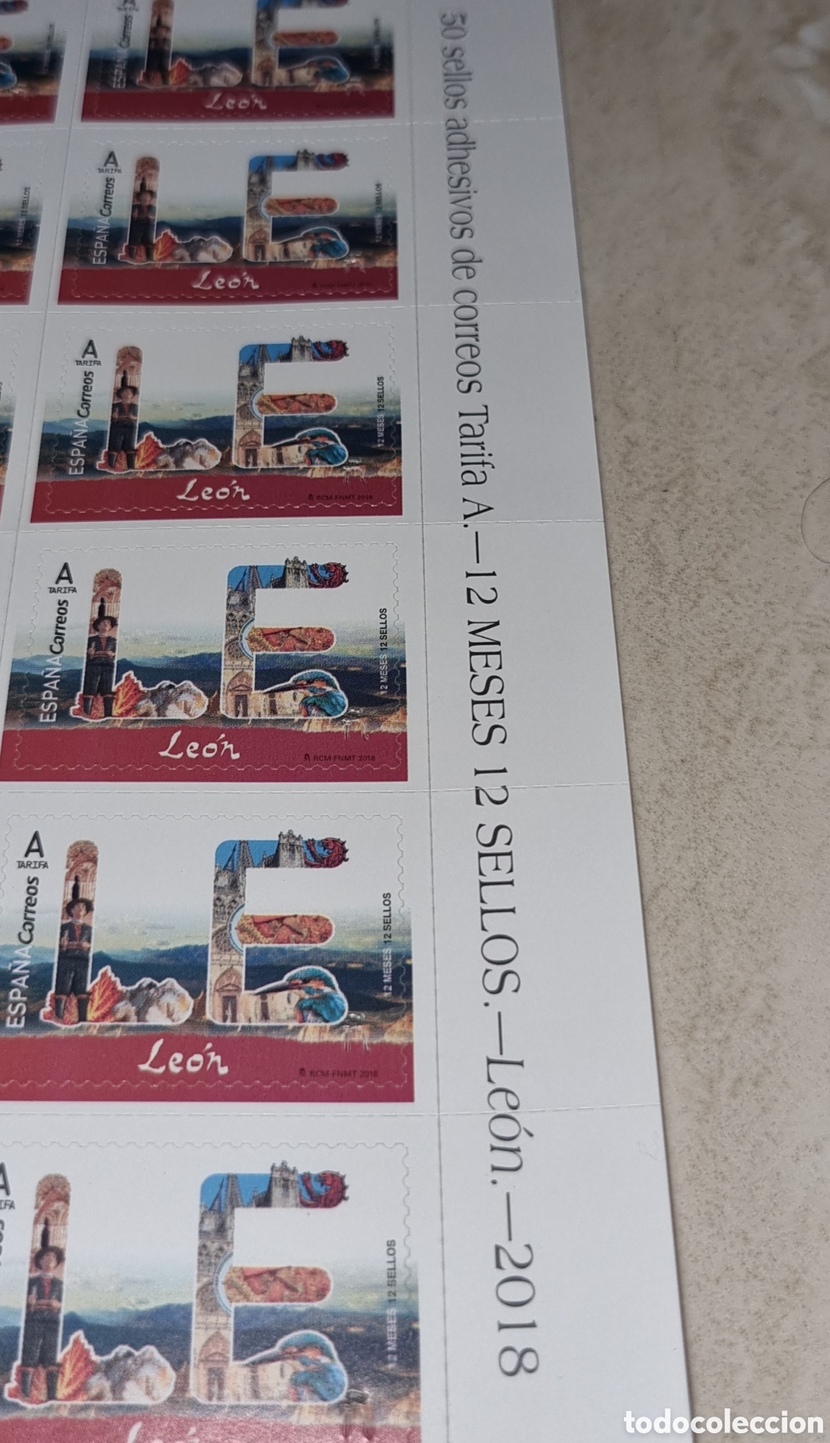Sellos: 2018 Tarifa A (50) Sello dedicado a Leon con error de la catedral - Foto 3