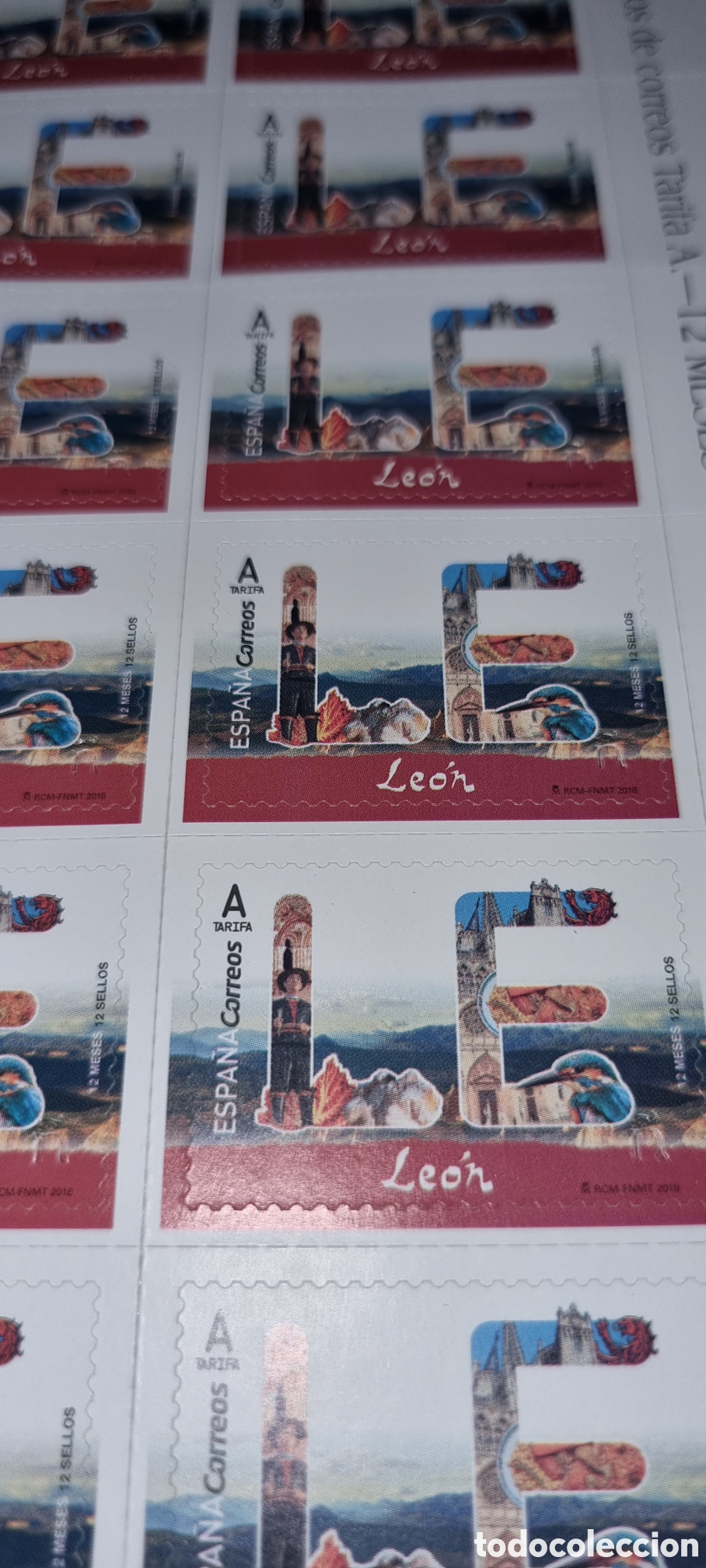 Sellos: 2018 Tarifa A (50) Sello dedicado a Leon con error de la catedral - Foto 4