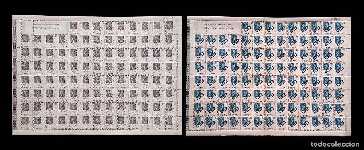 Stamps: ESPA&Ntilde;A.1968.D&Iacute;A MUNDIAL SELLO.PLIEGOS 100 SELLOS.Edifil 1869-1870