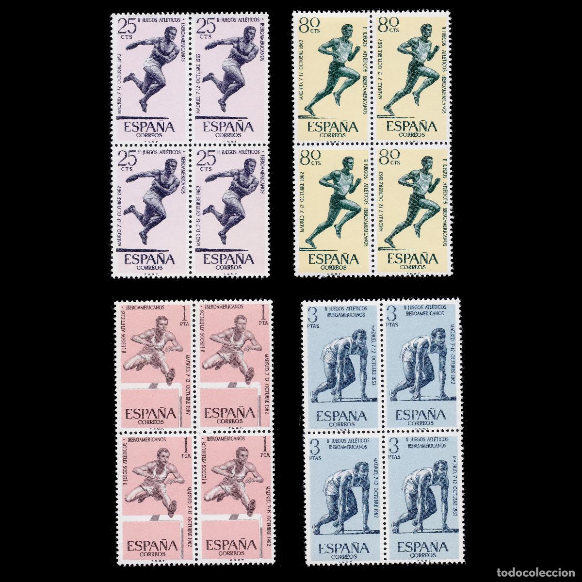 Stamps: ESPA&Ntilde;A.1962.II JJ.AA. Iberoamericanos.BLQ4 NUEVO**.Edifil 1450-1453