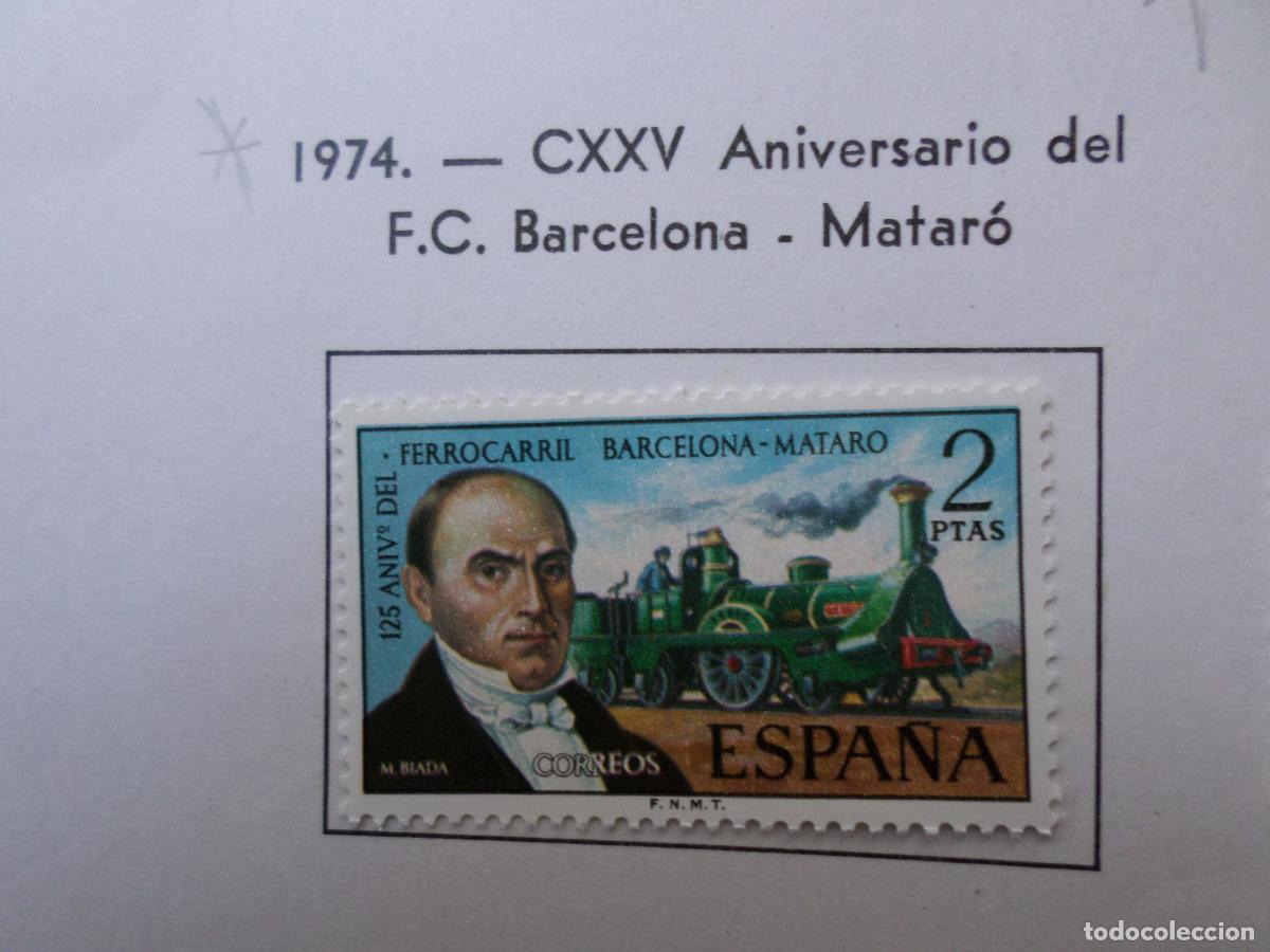 Timbres: 1974, 125 aniversario ferrocarril barcelona-mataro, edifil 2173