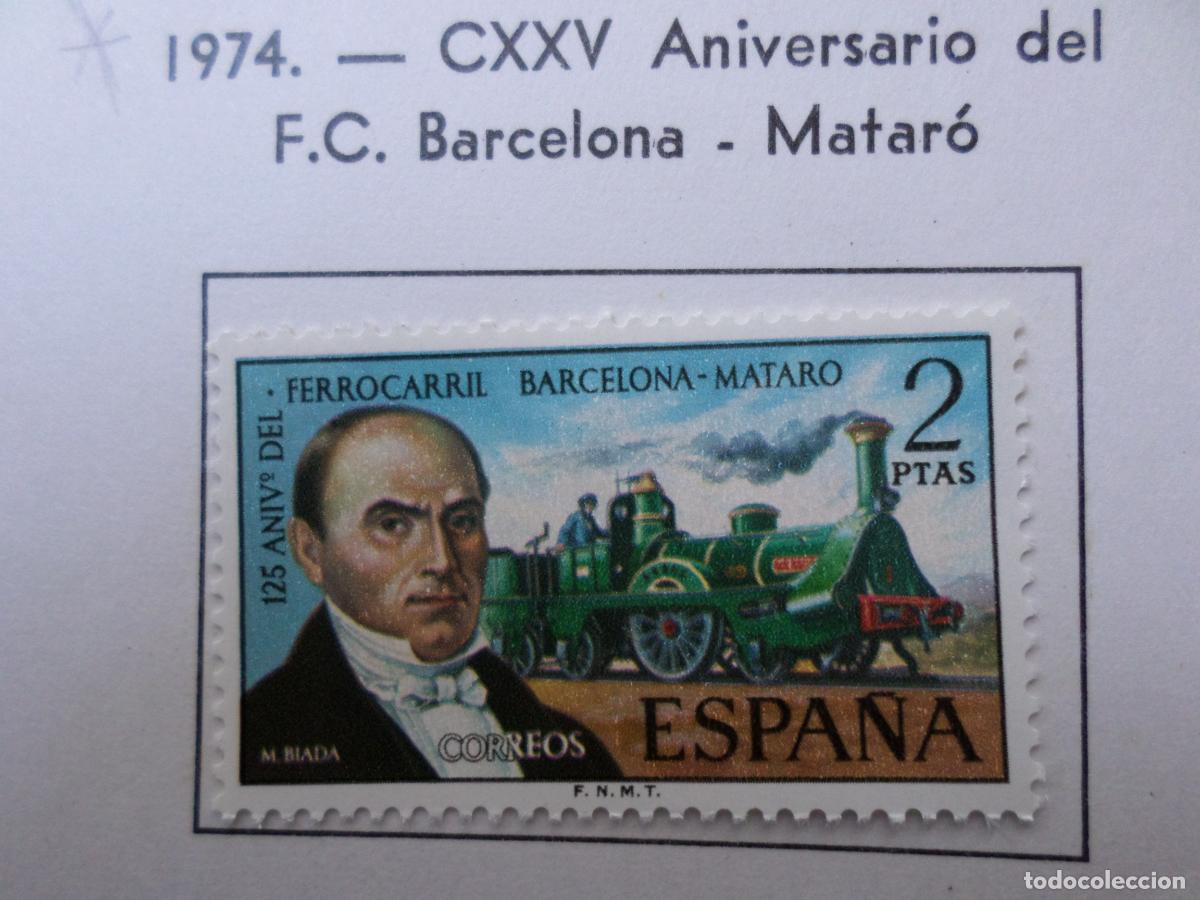Timbres: 1974, 125 aniversario ferrocarril barcelona-mataro, edifil 2173