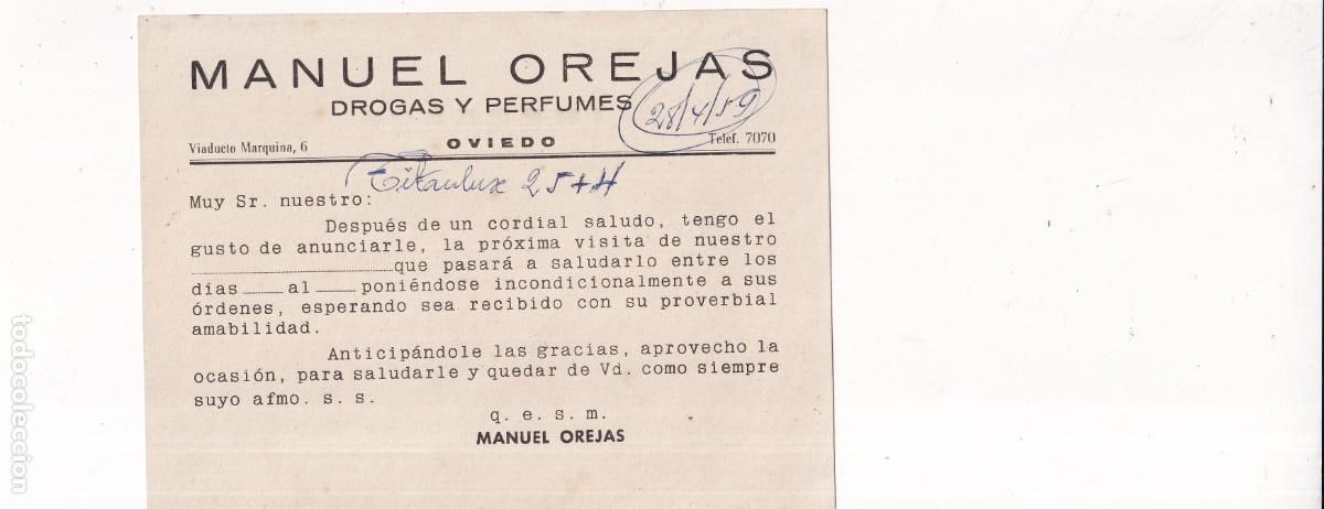Sellos: Manuel Orejas, Drogas y Perfumes. Oviedo. - Foto 1