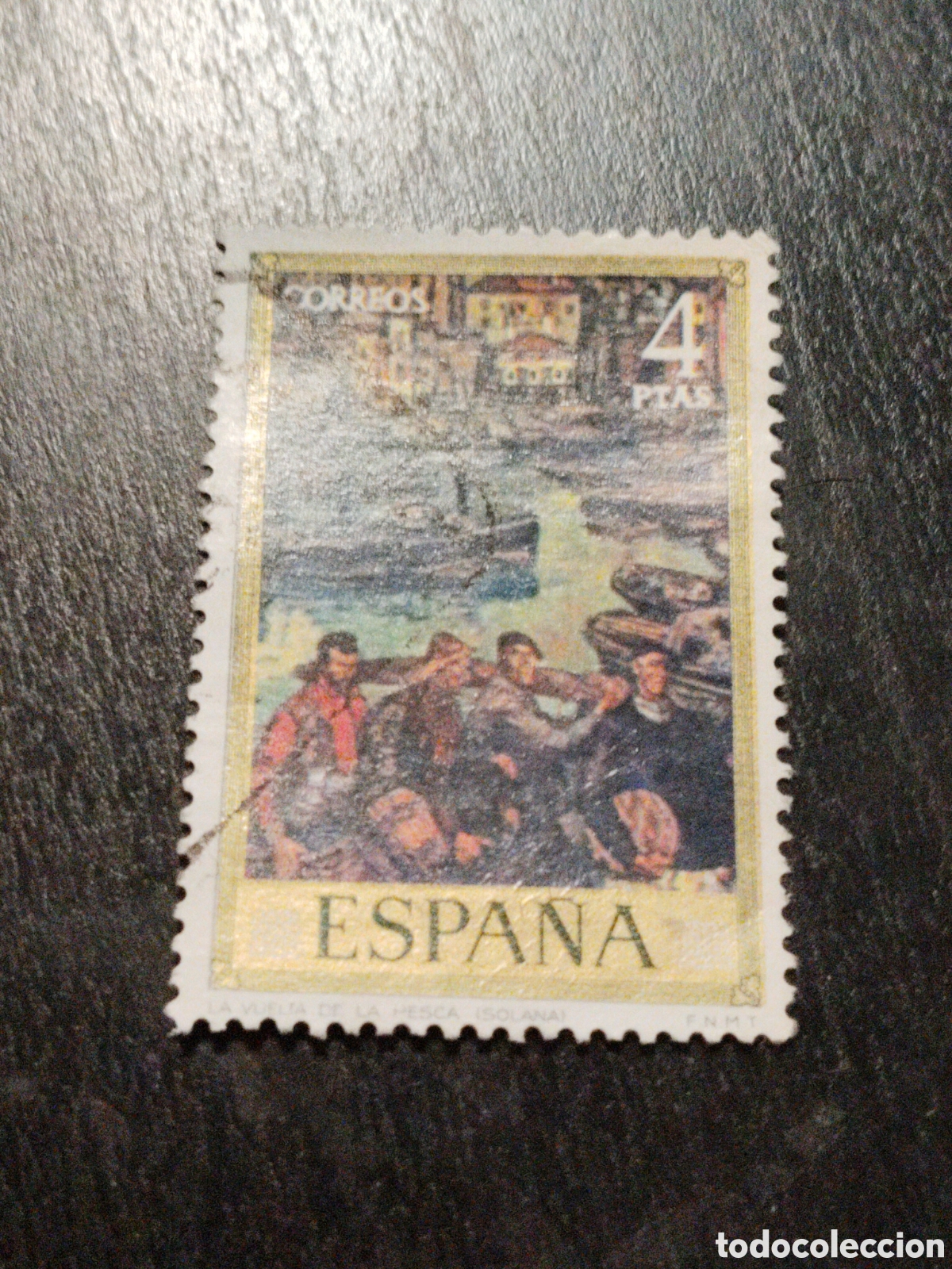 Sellos: SELLO ESPA&Ntilde;A - LA VUELTA DE LA PESCA - SOLANA - 4 PTA - Foto 1