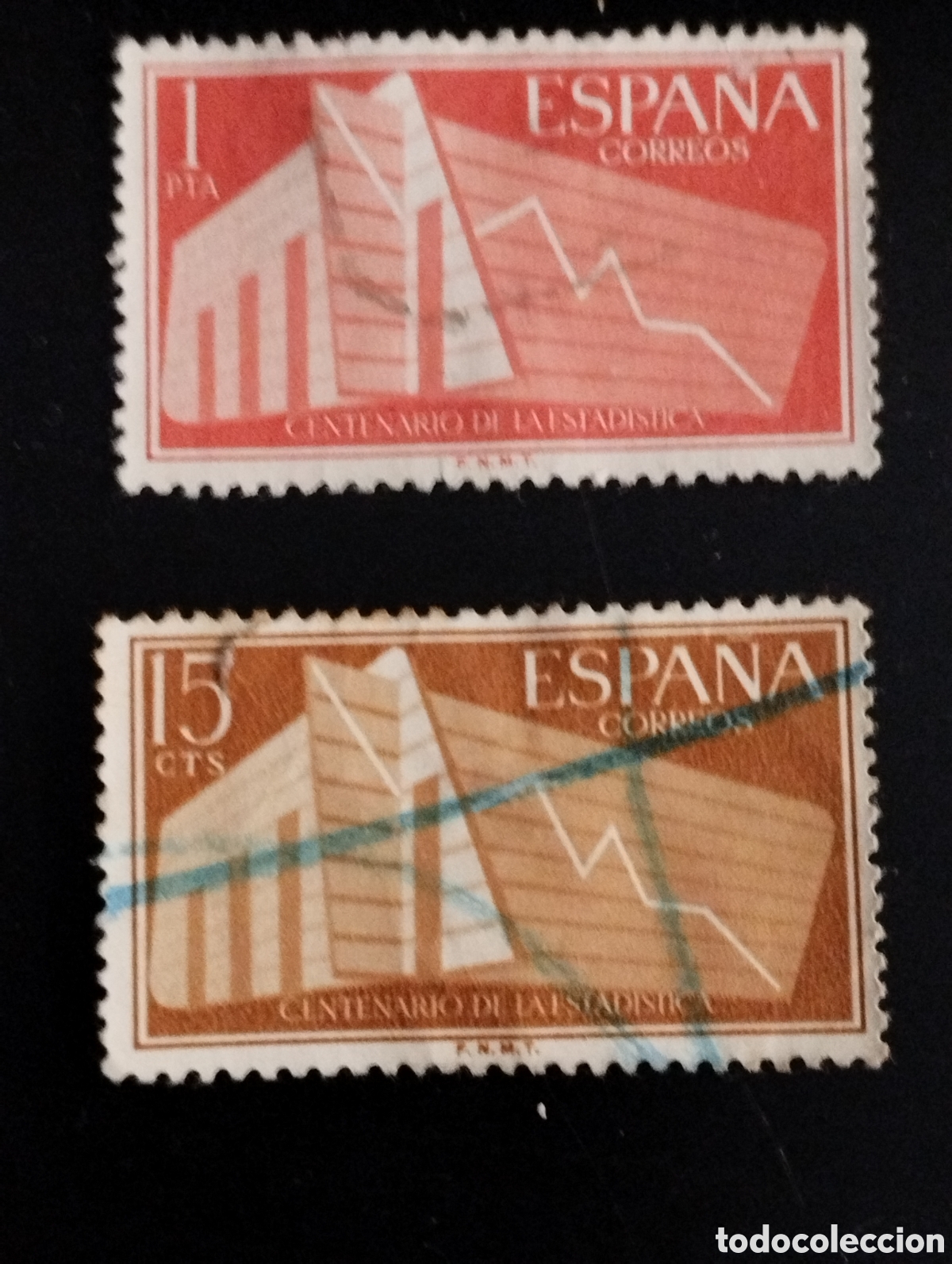 Sellos: ESPA&Ntilde;A 1956 - CENTENARIO DE LA ESTADISTICA - ED 1196 1198 - Foto 1