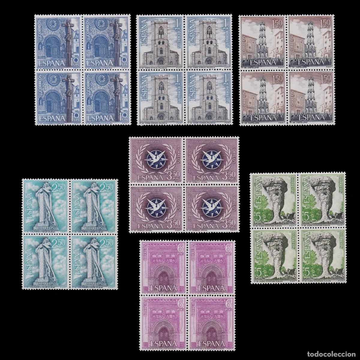Sellos: Espa&ntilde;a.1967.Serie Tur&iacute;stica.Serie Blq 4.MNH Edifil 1802-1808 +OBSEQUIO