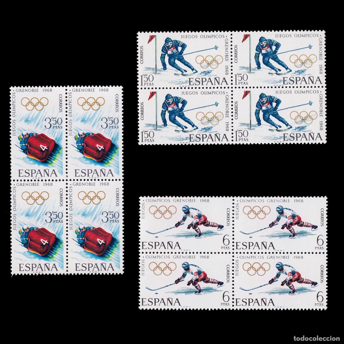Sellos: Espa&ntilde;a.1968.JJOO GRENOBLE.Nuevo**.Blq4.Edifil 1851-1853