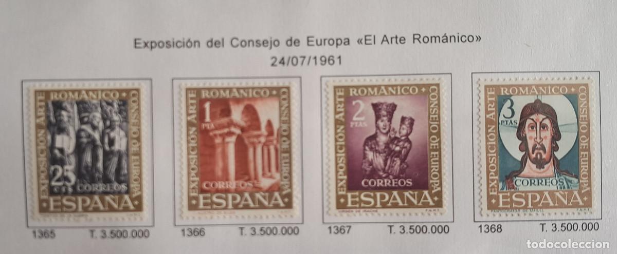 Selos: serie completa de sellos nuevos, exposici&oacute;n, el arte rom&aacute;nico, edfiil 1365/68, a&ntilde;o 1961.