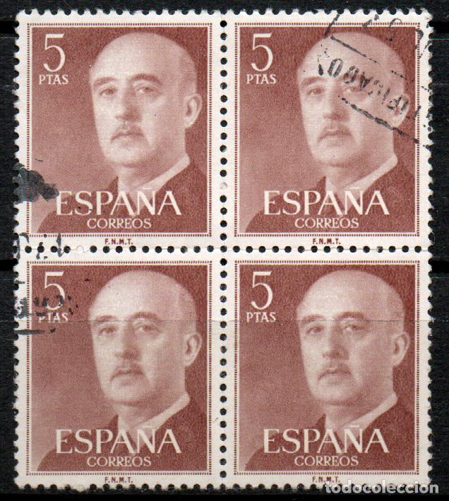 Sellos: EDIFIL N&ordm; 1160, GENERAL FRANCO, USADO EN BLOQUE DE 4 - Foto 1