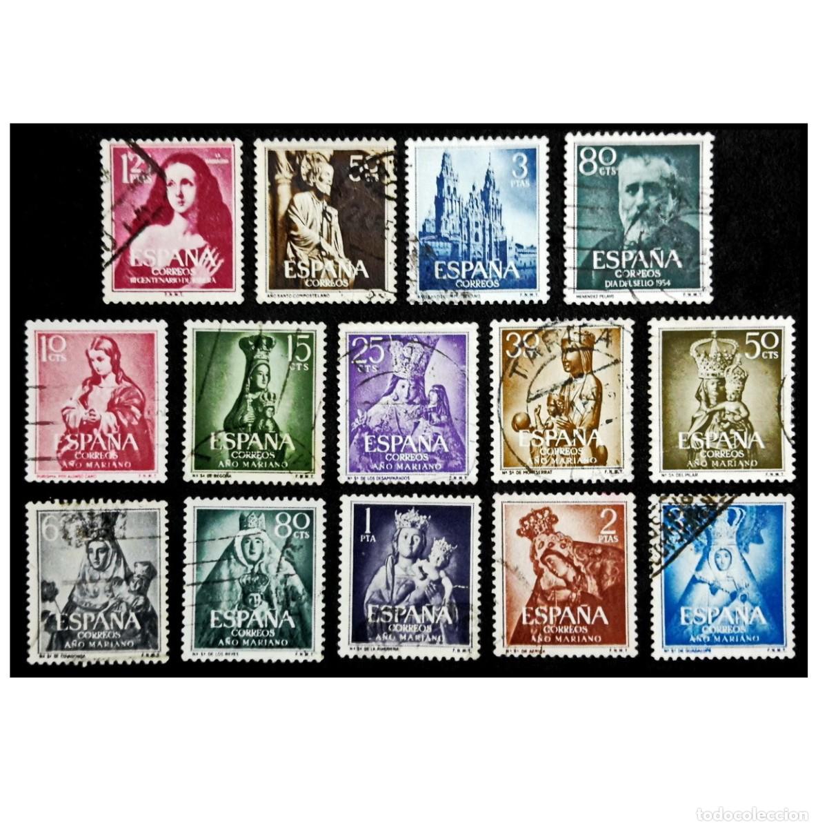 Sellos: ESPA&Ntilde;A 1954. A&Ntilde;O COMPETO. USADO - Foto 1