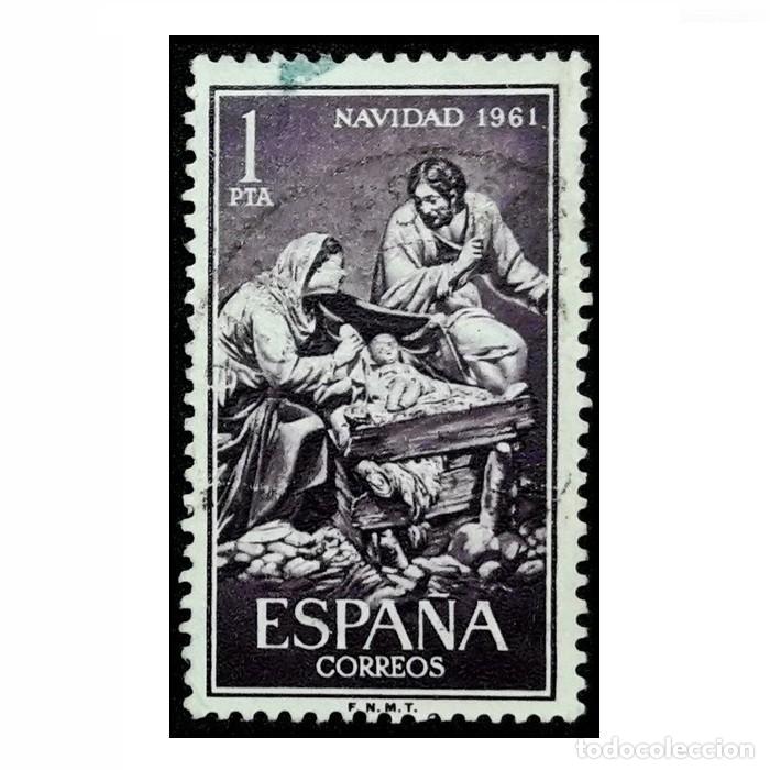 Sellos: ESPA&Ntilde;A 1961. EDIFIL 1400. NAVIDAD. USADO - Foto 1