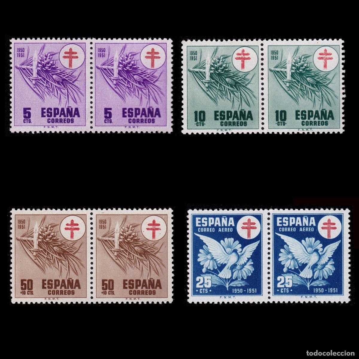 Sellos: ESPA&Ntilde;A.1950.Pro Tuberculosos Cruz Lorena.Blq2. Nuevo**.Edifil 1084-1087 + OBSEQUIO