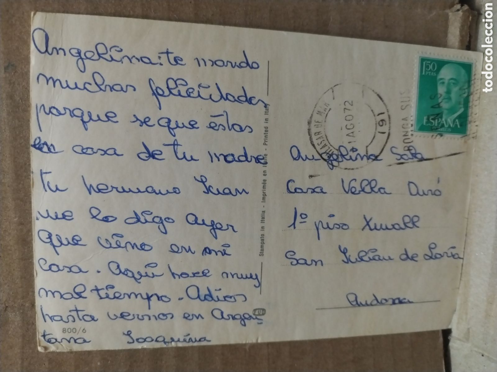 Sellos: POSTAL DE ESPA&Ntilde;A CON SELLO a&ntilde;o 1972 - Foto 2