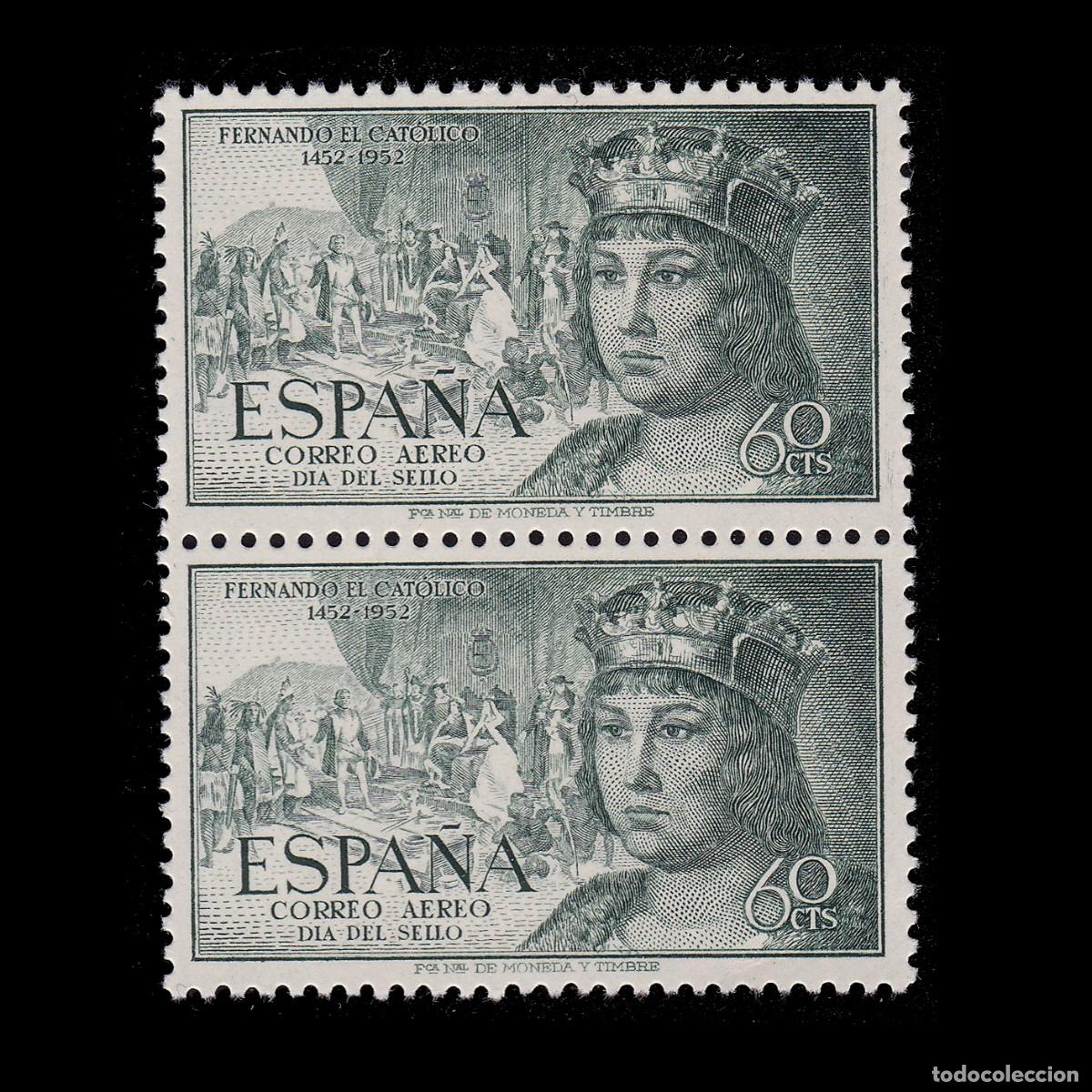 Sellos: ESPA&Ntilde;A.1952.CENT.FERNANDO CAT&Oacute;LICO.60c.Blq2 vert.Nuevo**.Edifil 1111 + OBSEQUIO