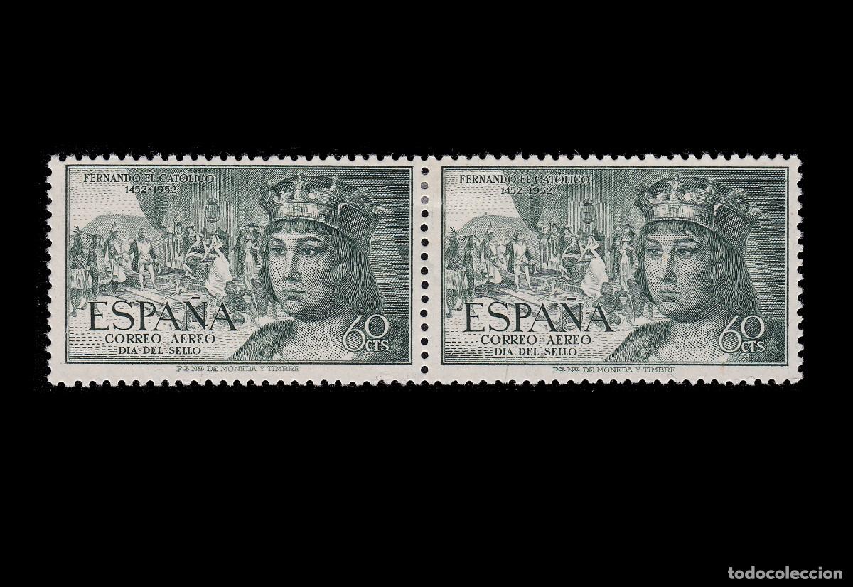 Sellos: ESPA&Ntilde;A.1952.CENT.FERNANDO CAT&Oacute;LICO.60c.Blq2 horz.Nuevo**.Edifil 1111 + OBSEQUIO