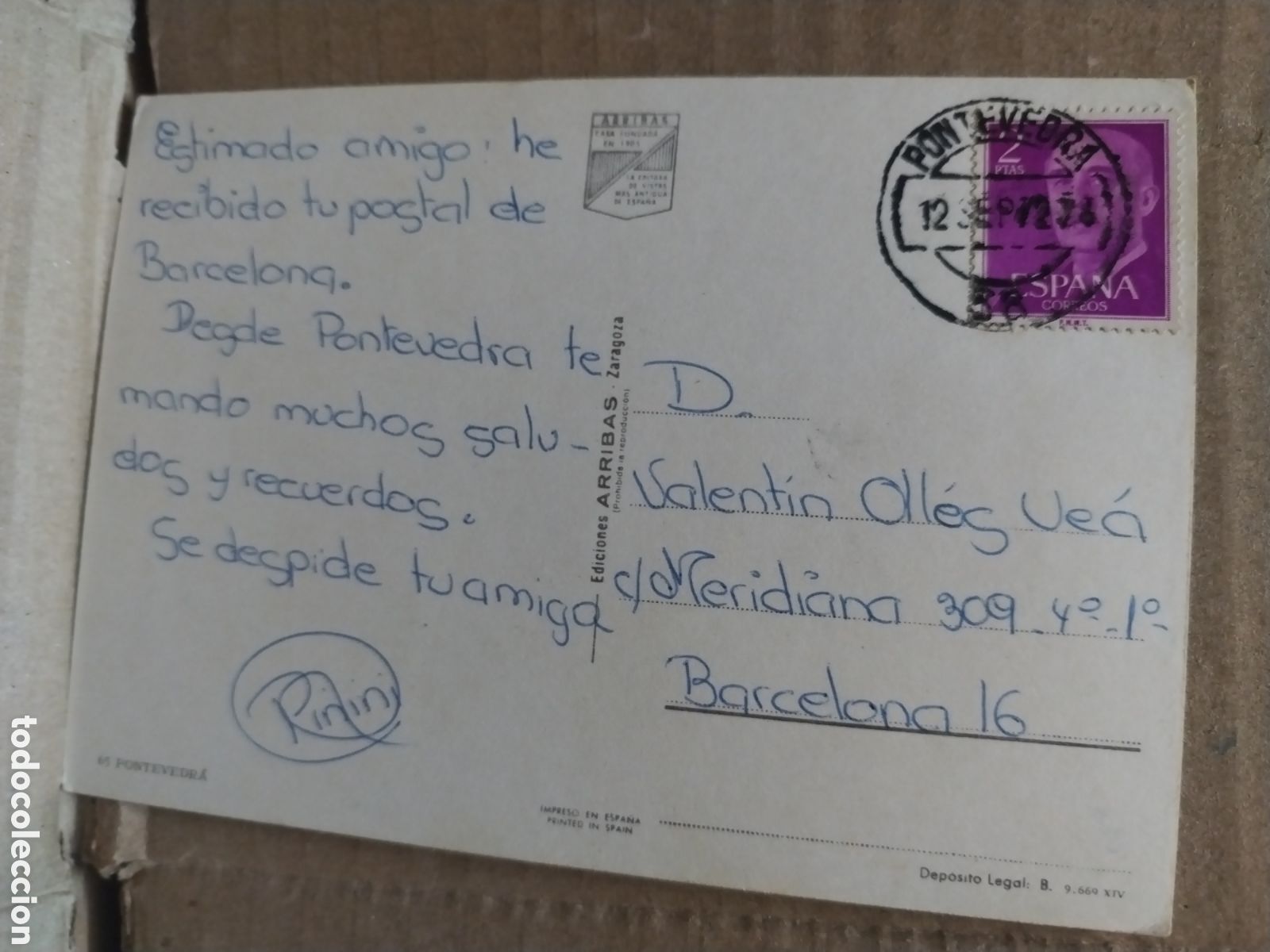 Sellos: POSTAL DE ESPA&Ntilde;A CON SELLO a&ntilde;o 1972 - Foto 2