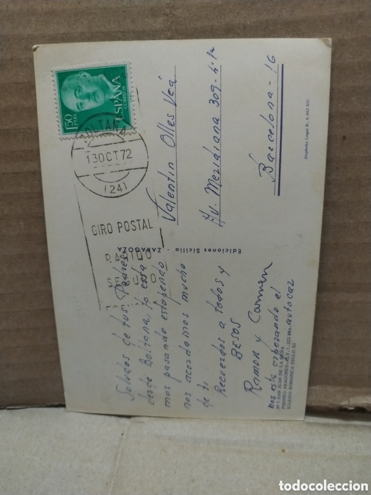 Sellos: POSTAL CON SELLO a&ntilde;o 1972 - Foto 2
