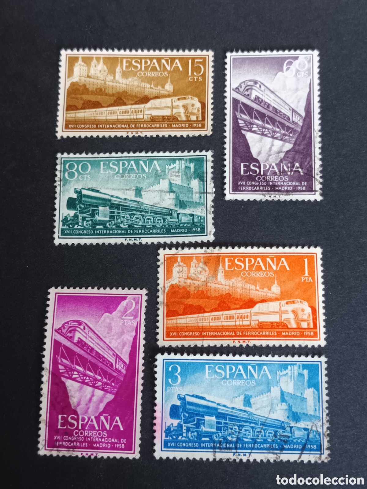 Sellos: ESPA&Ntilde;A. EDIFIL 1232/1237. 1958. COMPLETA. USADOS. - Foto 1